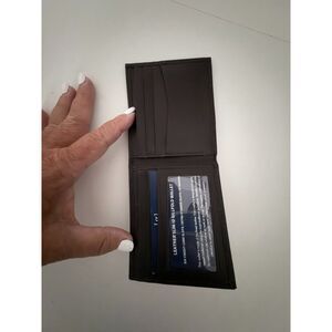 slim ID brown leather wallet
